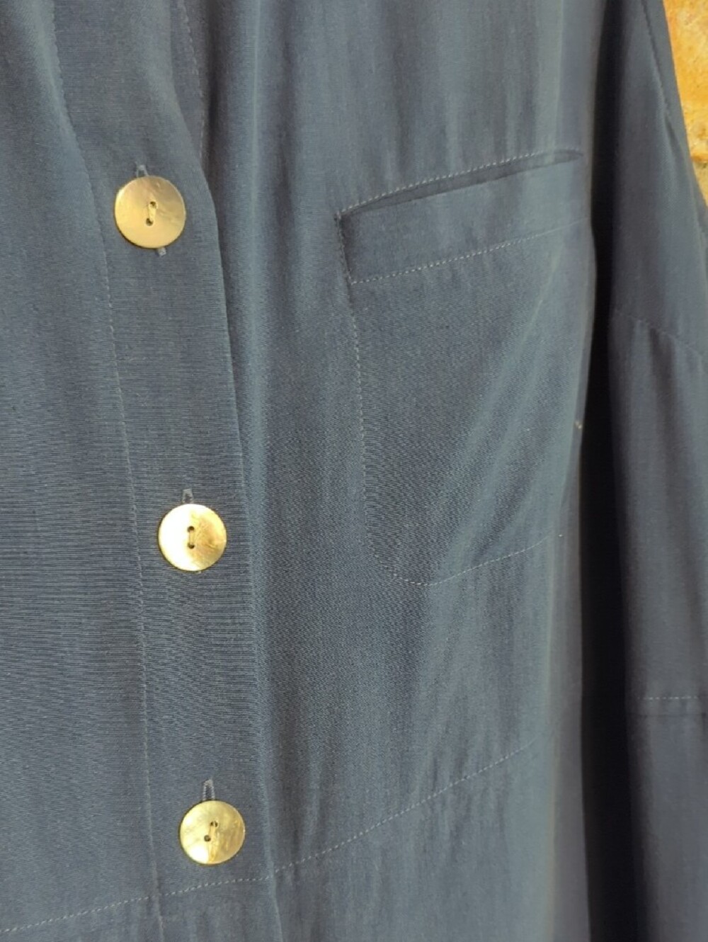 100% Silk Natural Instincts Blue Button-Front Maxi Dress - Picture 4 of 10